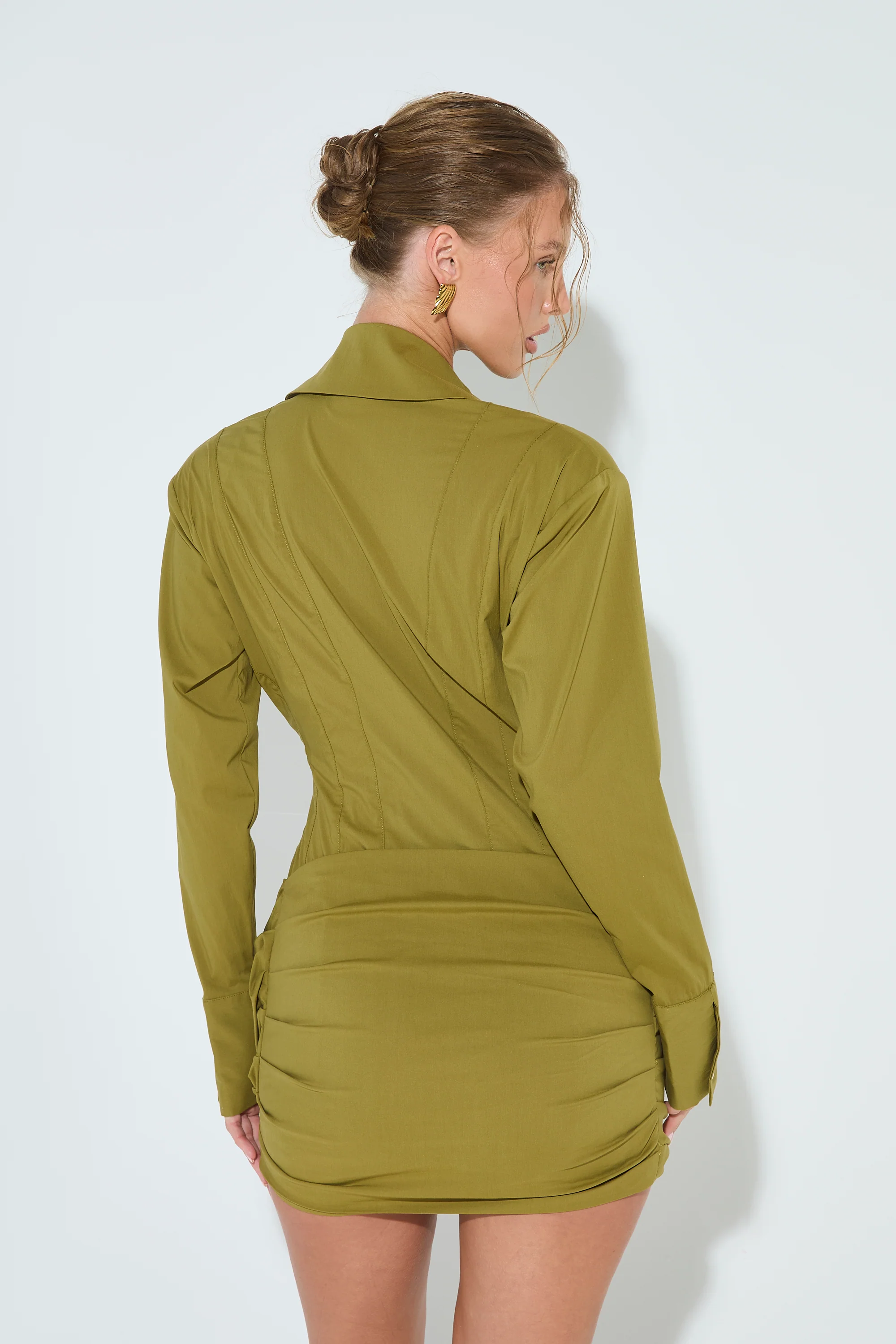 AMARA Olive Wrap Shirt Dress - Image 7