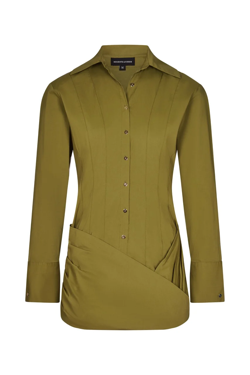 AMARA Olive Wrap Shirt Dress - Image 8