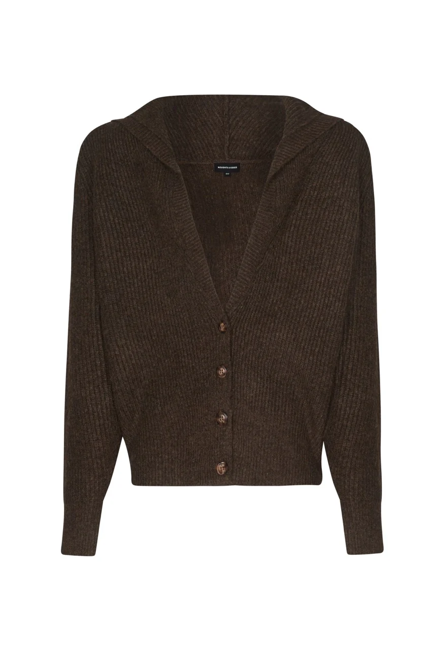 AMINA Brown Oversized Hooded Cardigan - Image 7