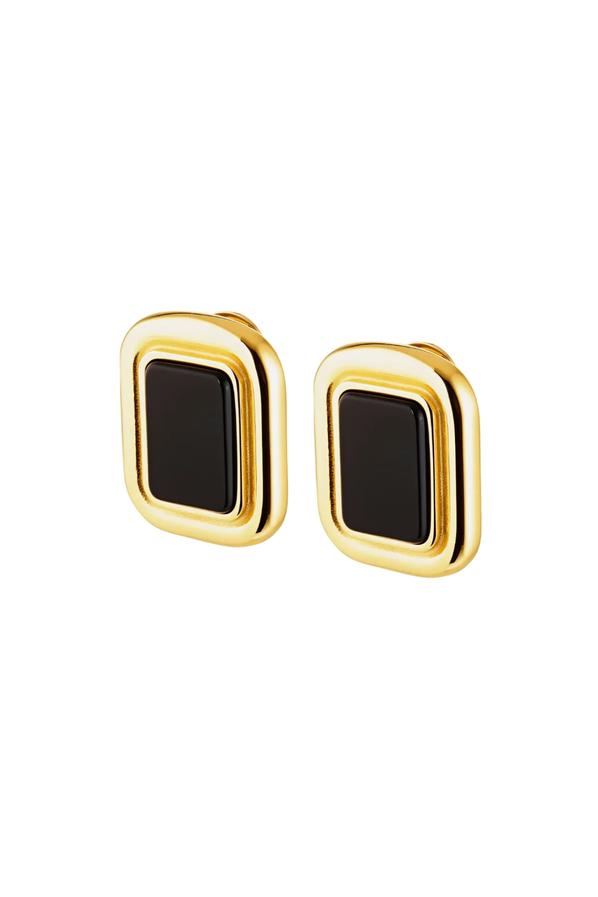 Black Geometric Square Earrings - Image 3