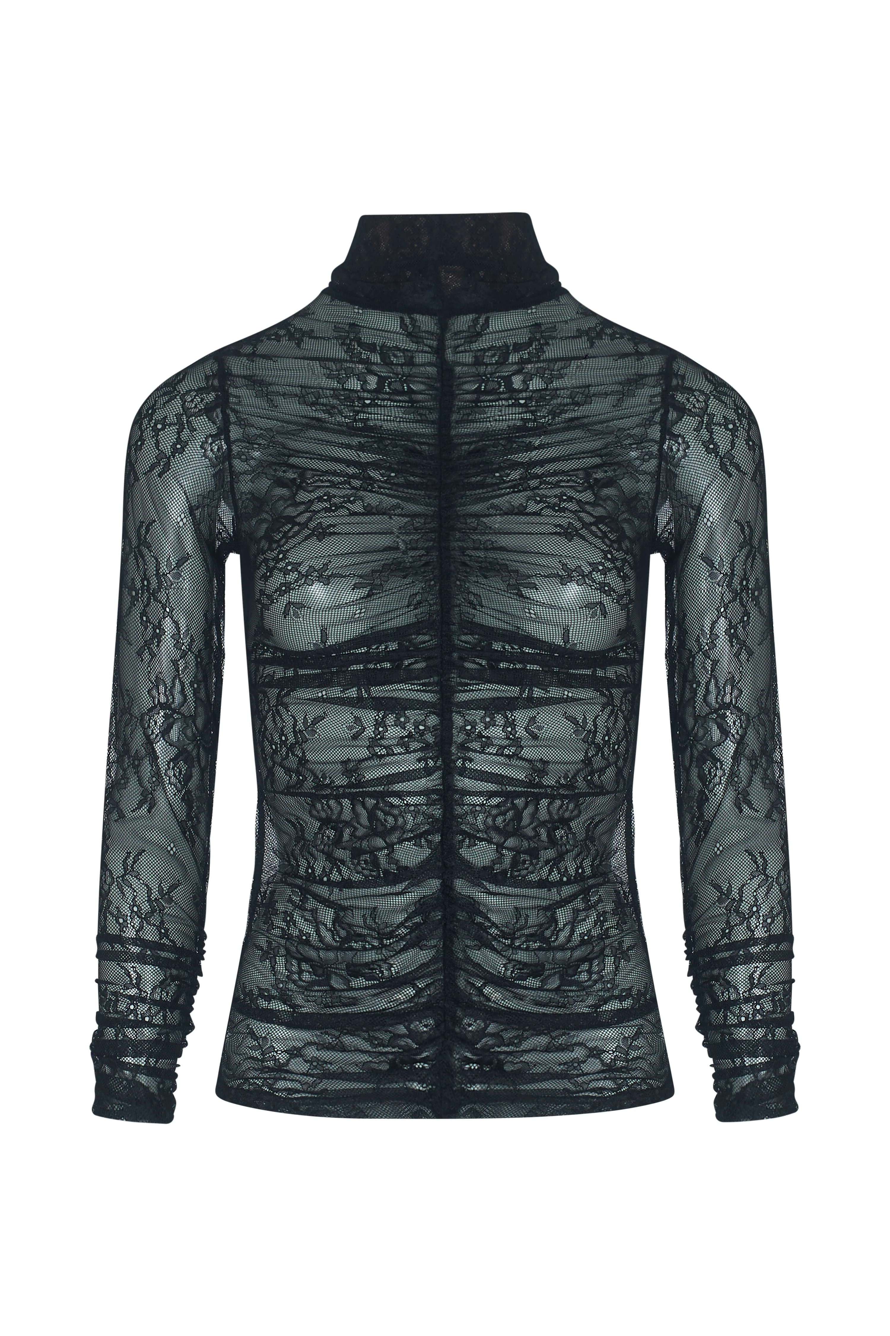 EDEN Black Ruched Lace Top - Image 7