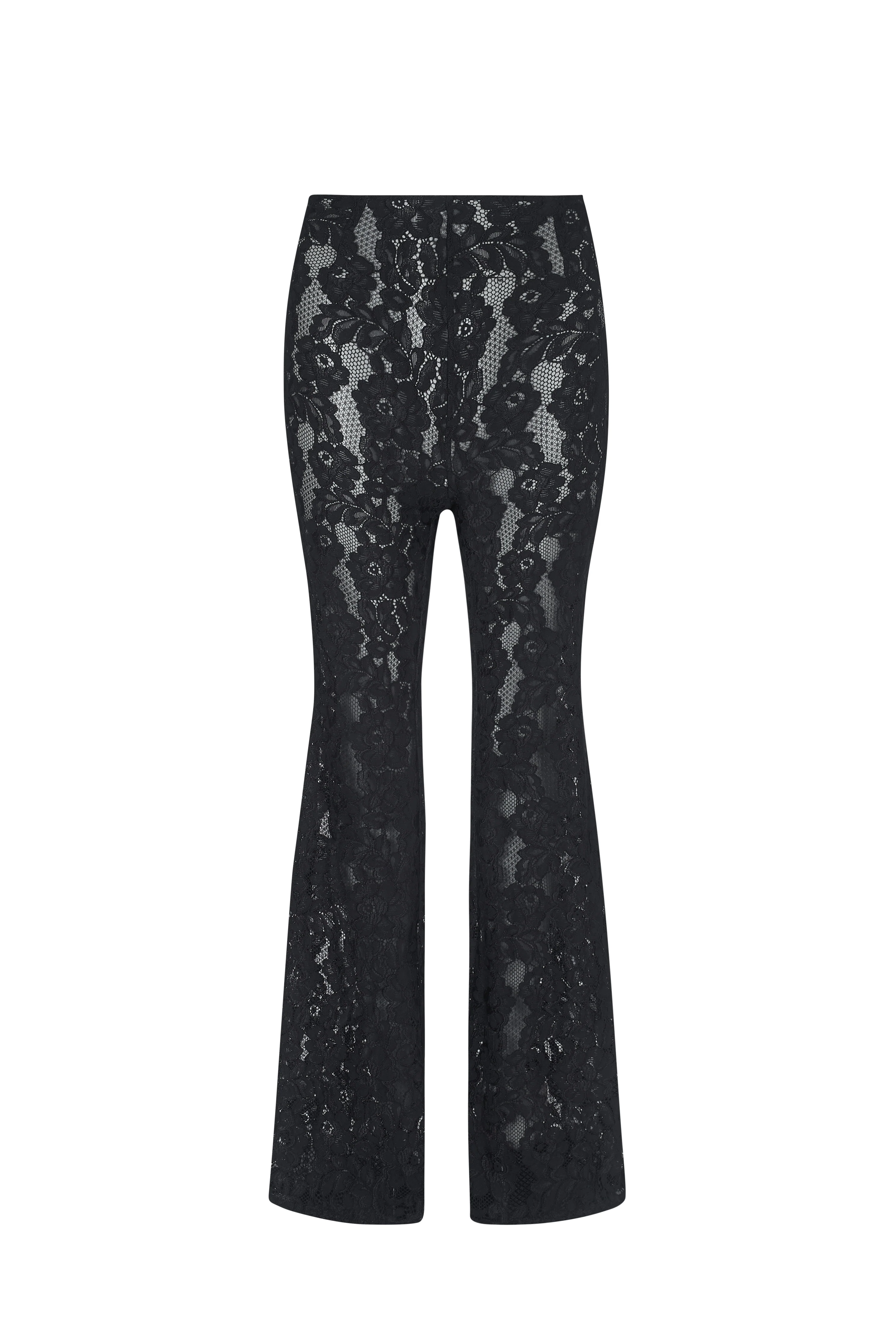 ELODIE Black Flared Lace Trousers - Image 8