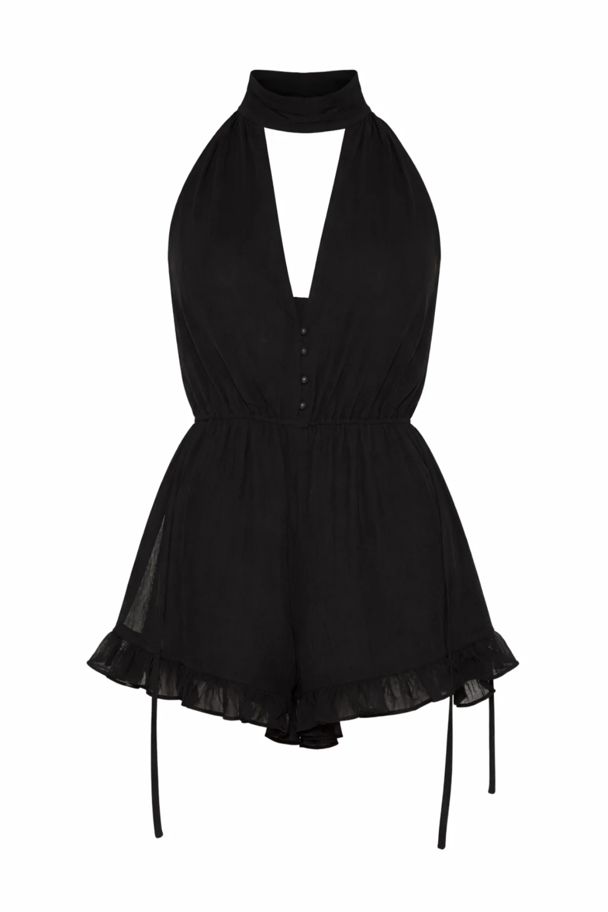 FLORINA Black Ruffle Playsuit - Image 7