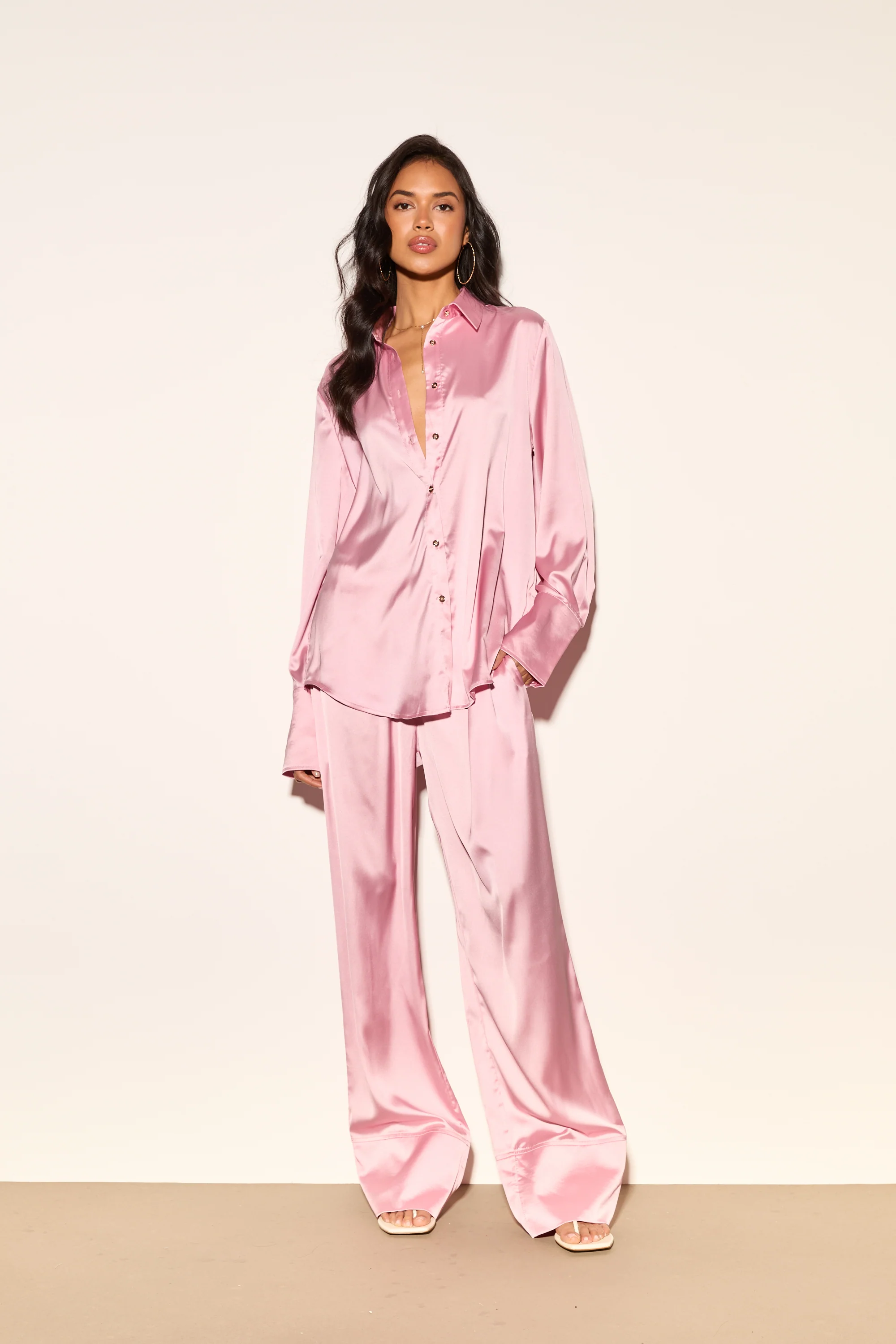 FLEUR Pink Satin Trouser - Image 3