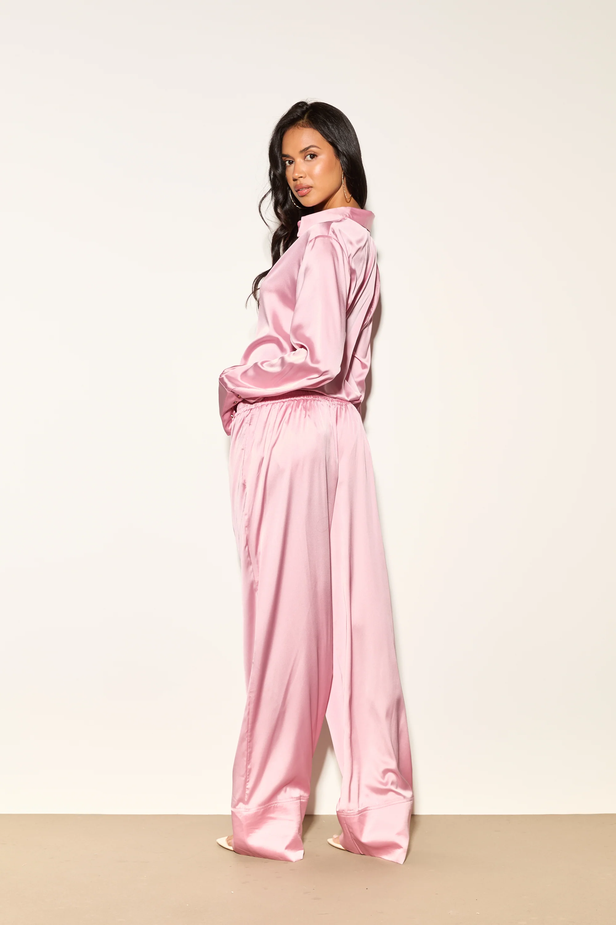 FLEUR Pink Satin Trouser - Image 6