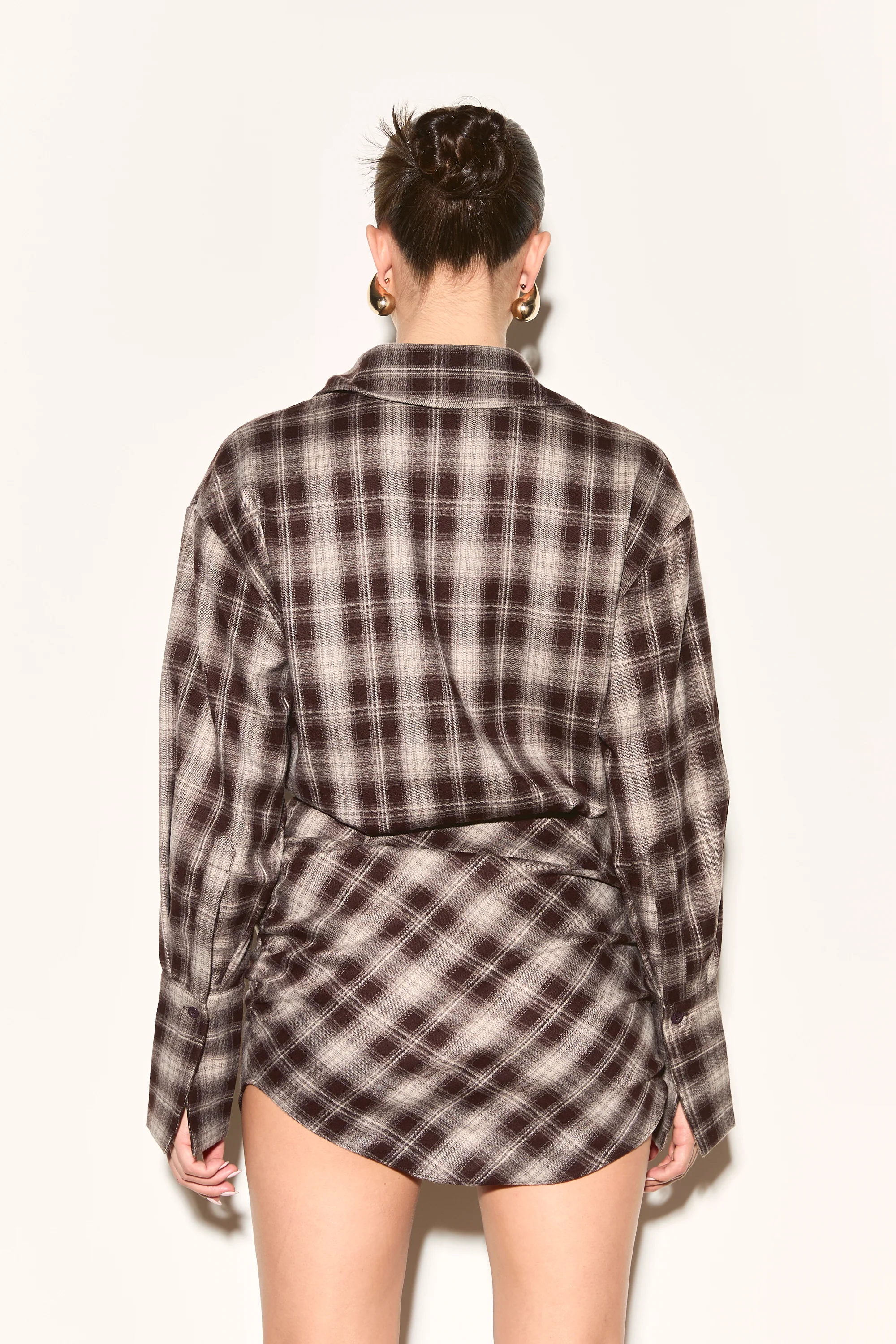 GAIA Checked Brown Shirt Dress - Image 6