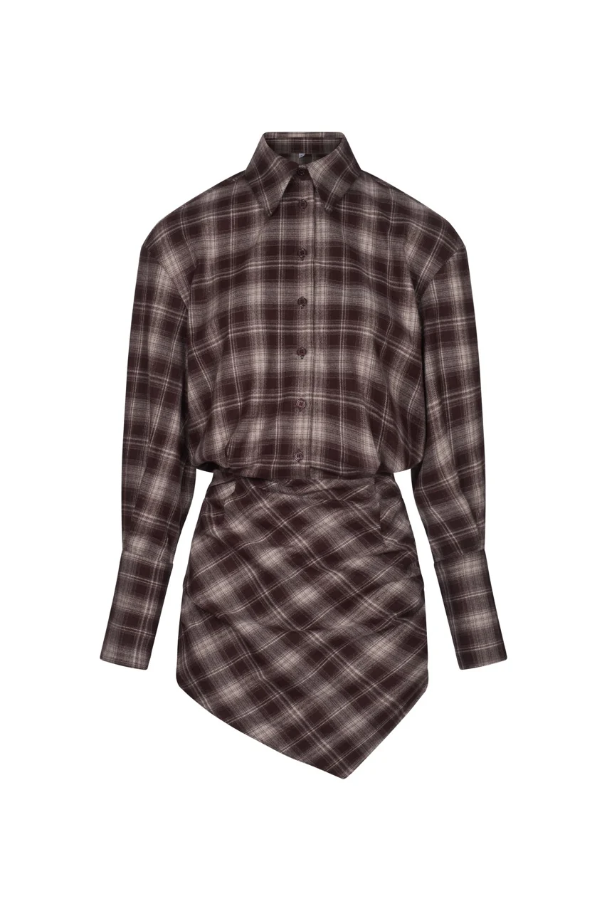 GAIA Checked Brown Shirt Dress - Image 7