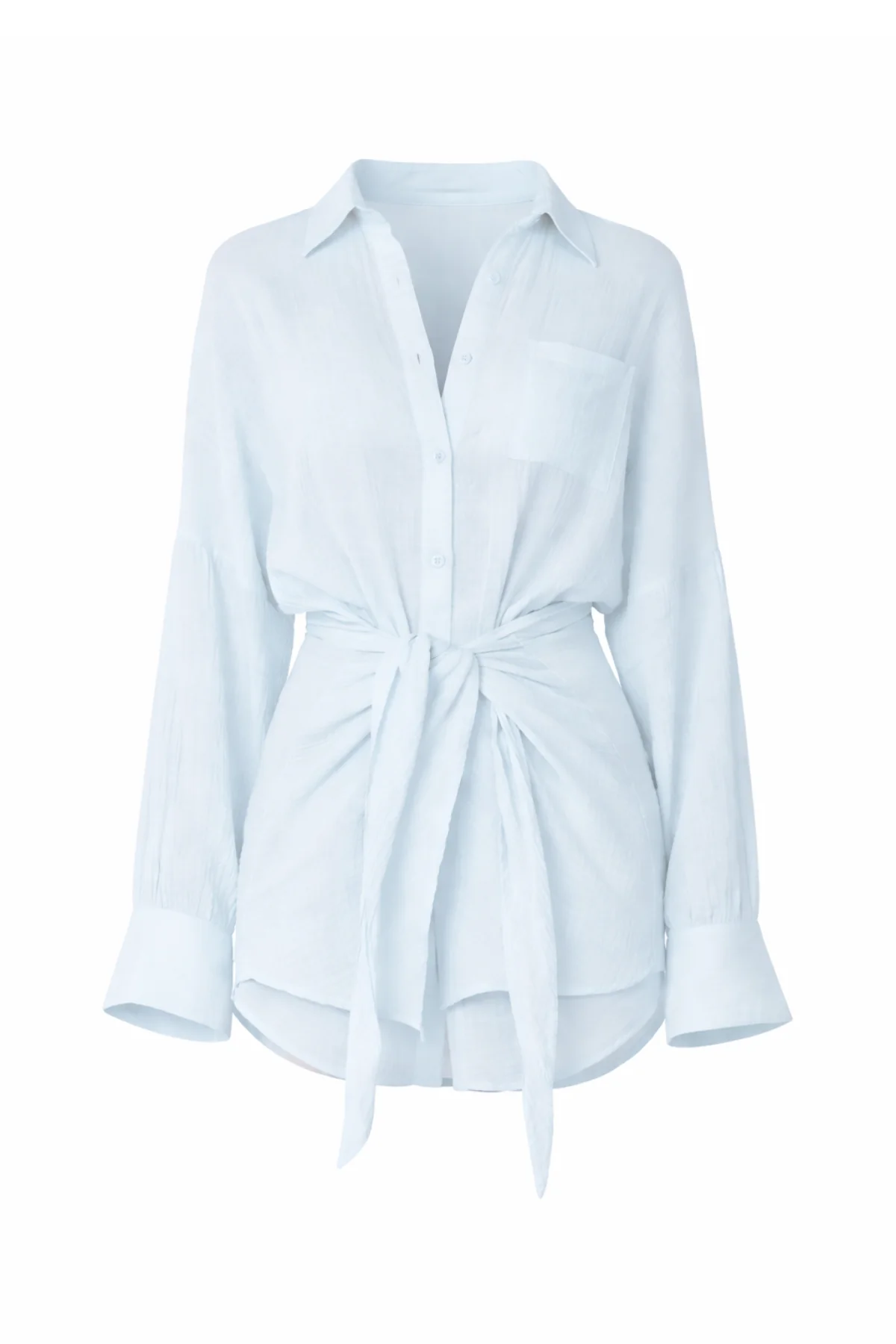 GRETA Blue Cheesecloth Knot Dress - Image 8