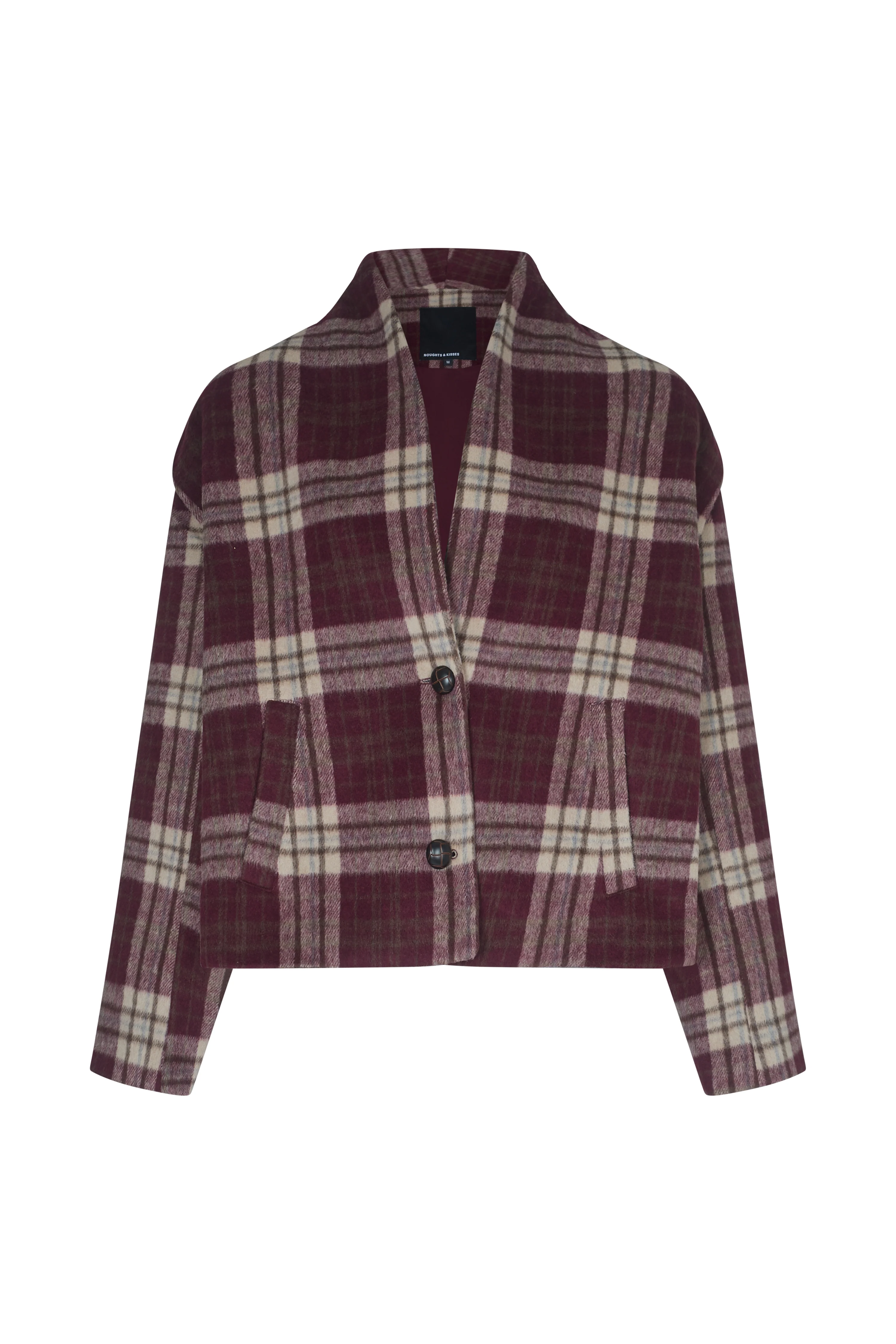 HAILEY Burgundy Check Wool Blend Jacket - Image 7