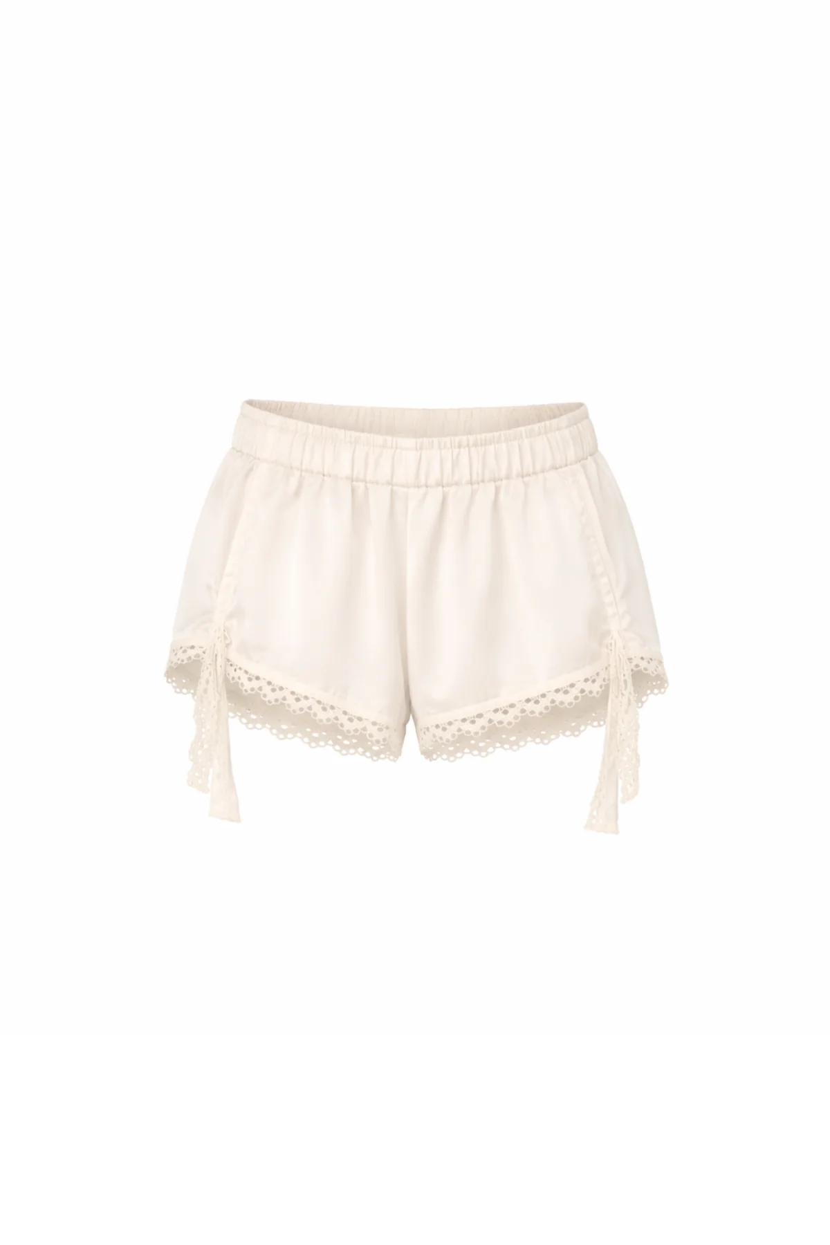 ILARA Cream Crochet Trim Shorts - Image 6