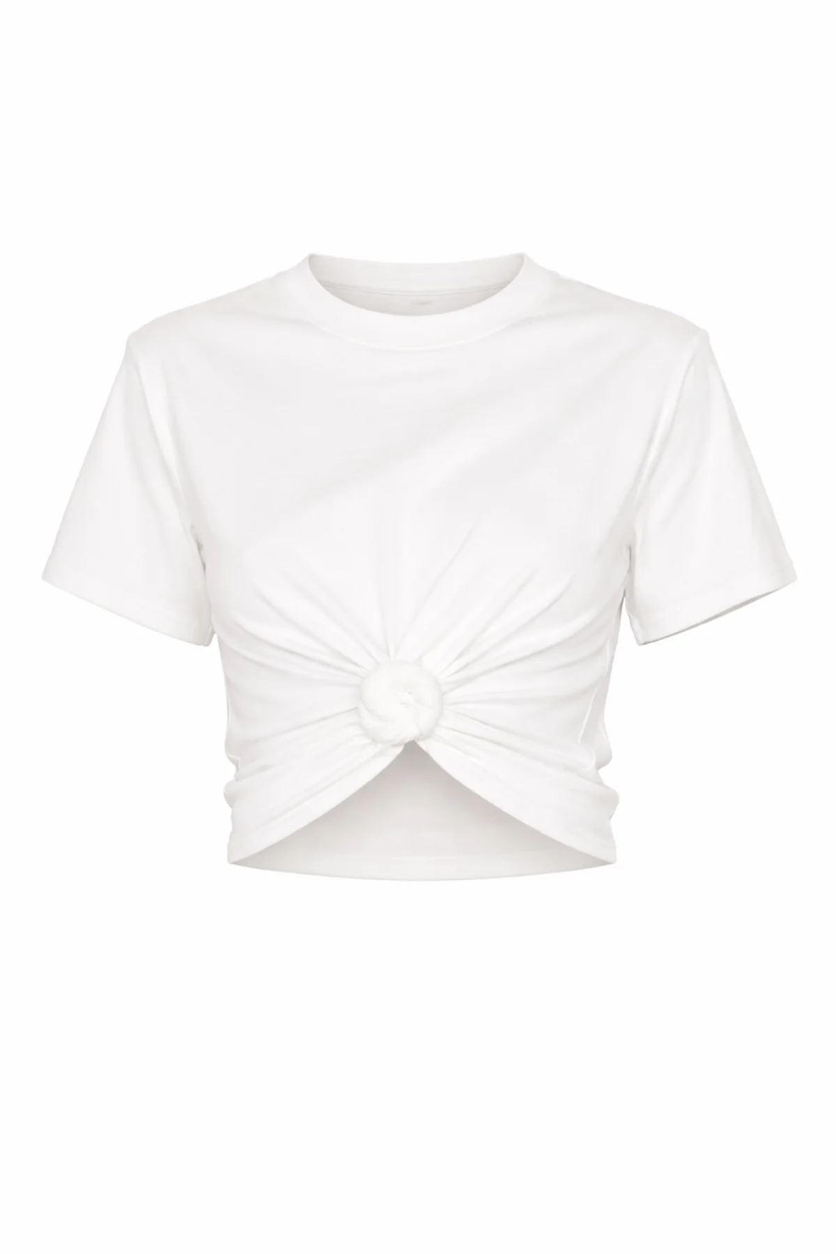 JENNICA White Pre Knotted Shoulder Pad T-Shirt - Image 5