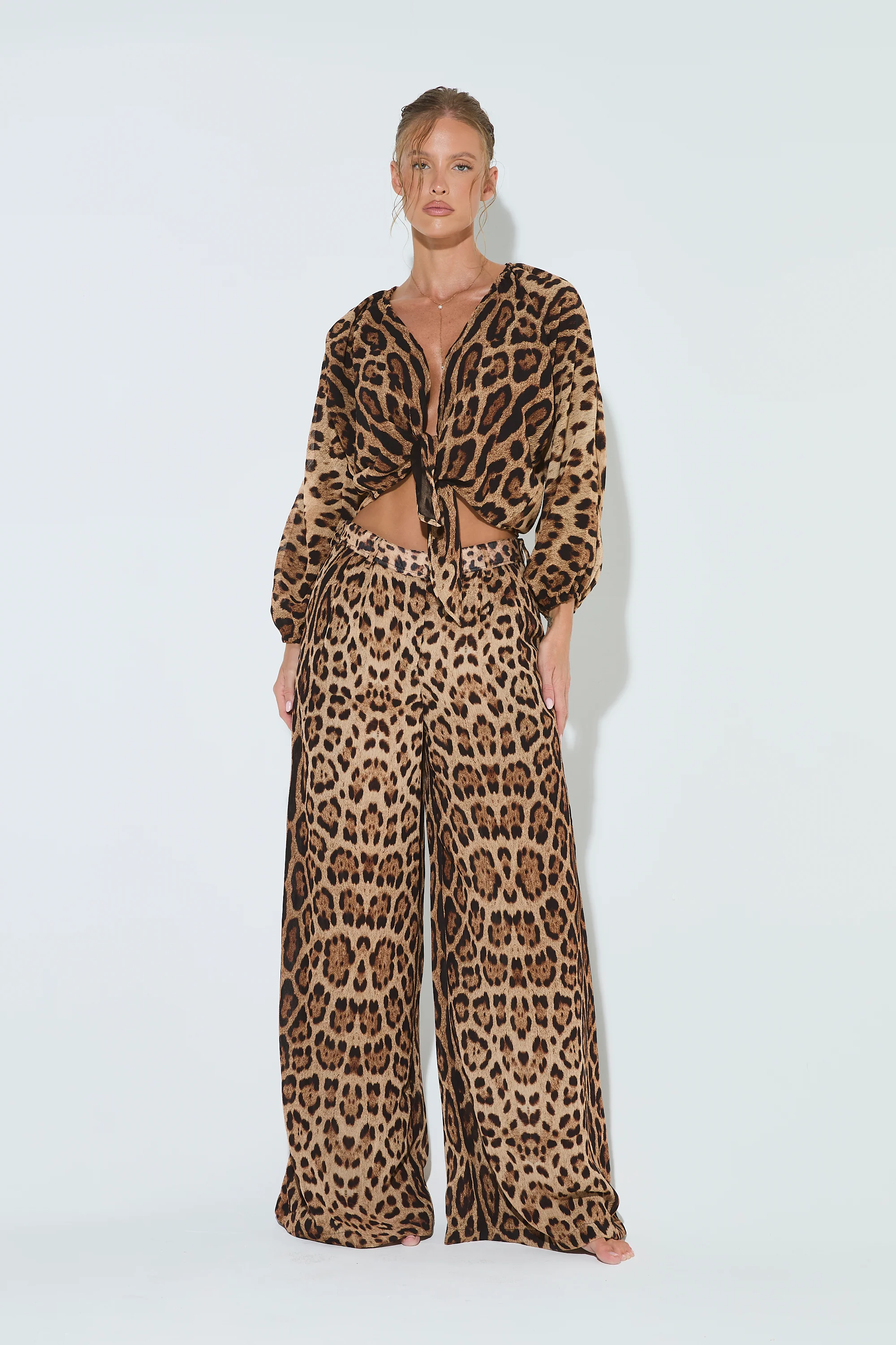 LEOPARD LUXE Printed Wide Leg Trousers - Image 3