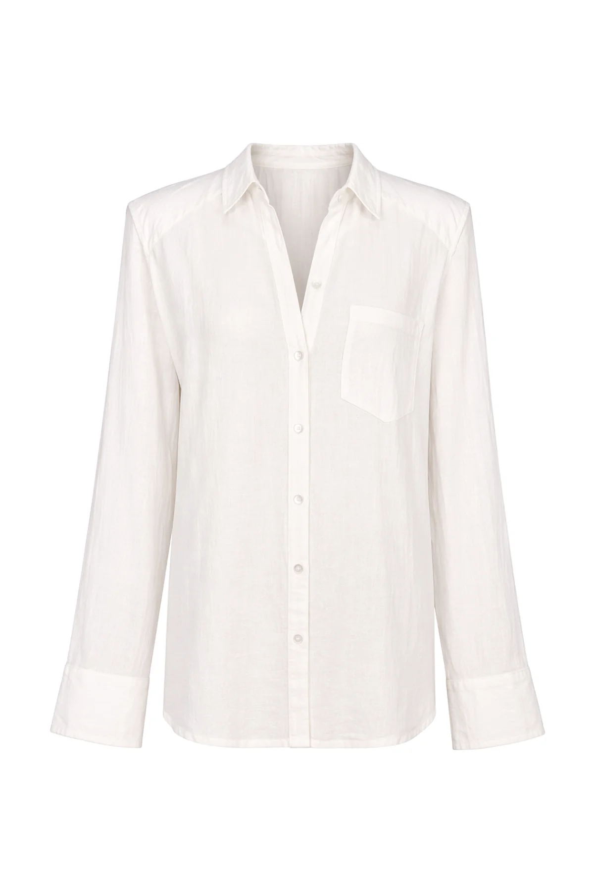 LIDA White Shoulder Pad Linen Blend Shirt - Image 8