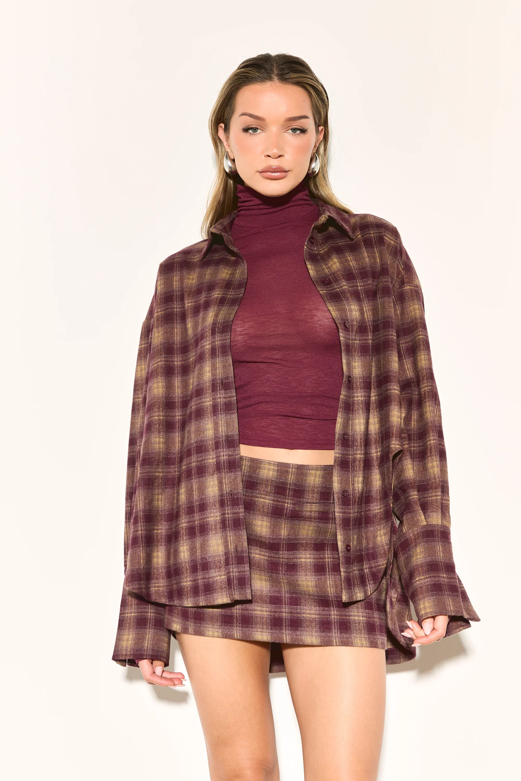 LOIE Burgundy Check Shirt - Image 3