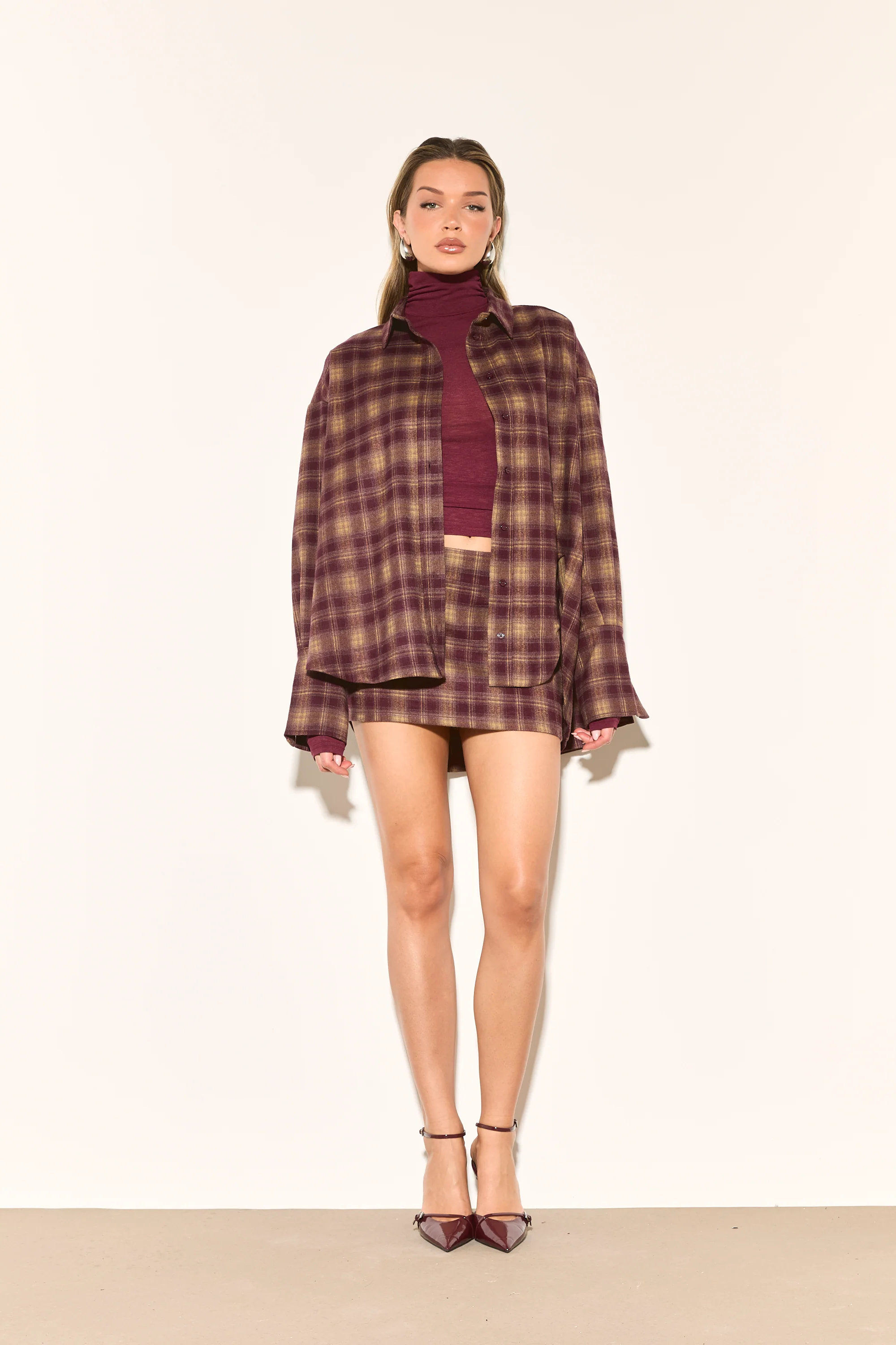 LOIE Burgundy Check Shirt - Image 4