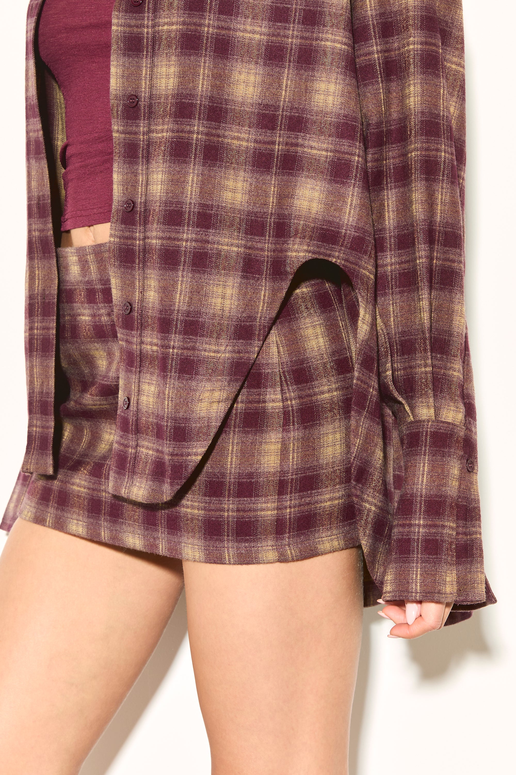 LOIE Burgundy Check Shirt - Image 5