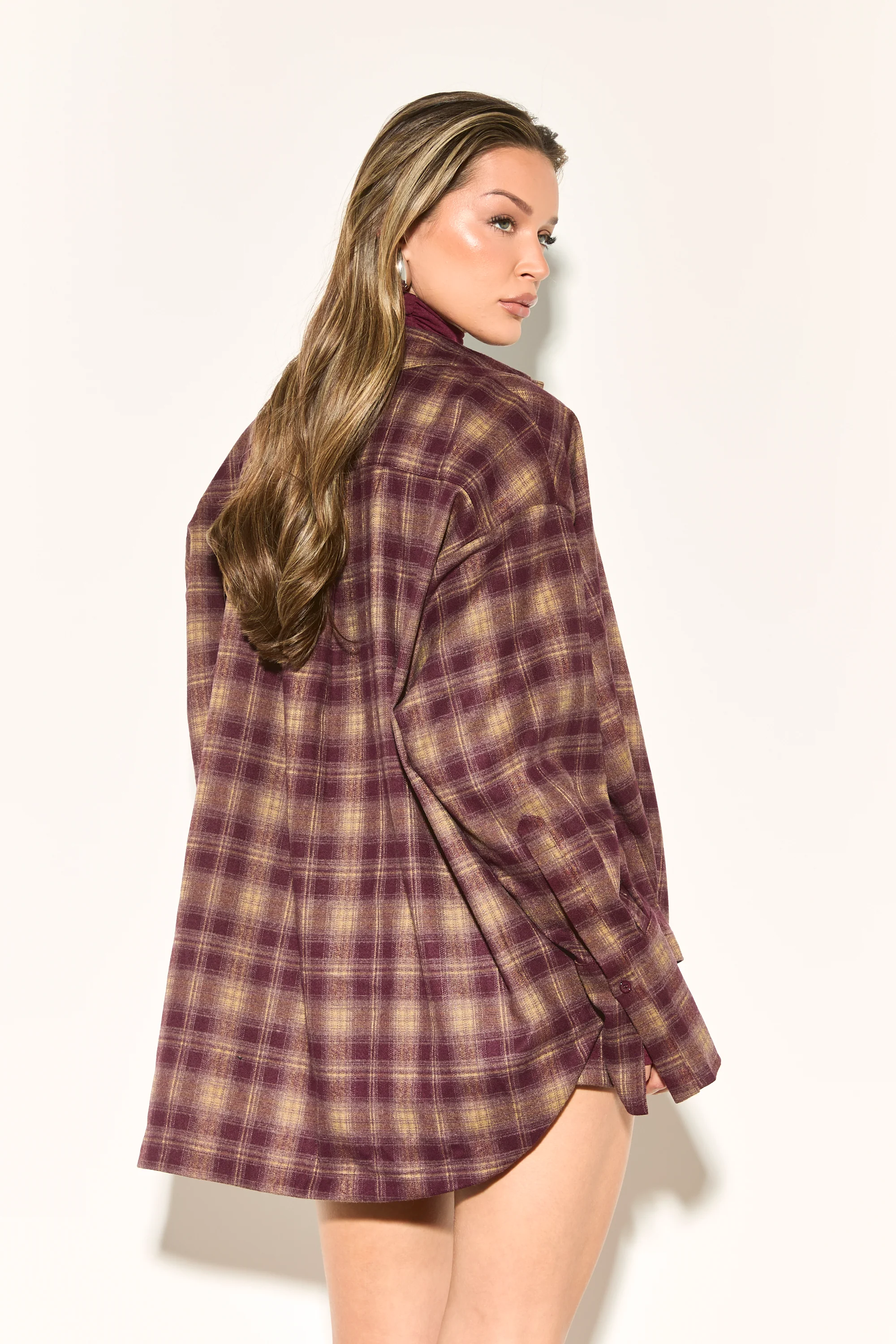LOIE Burgundy Check Shirt - Image 6