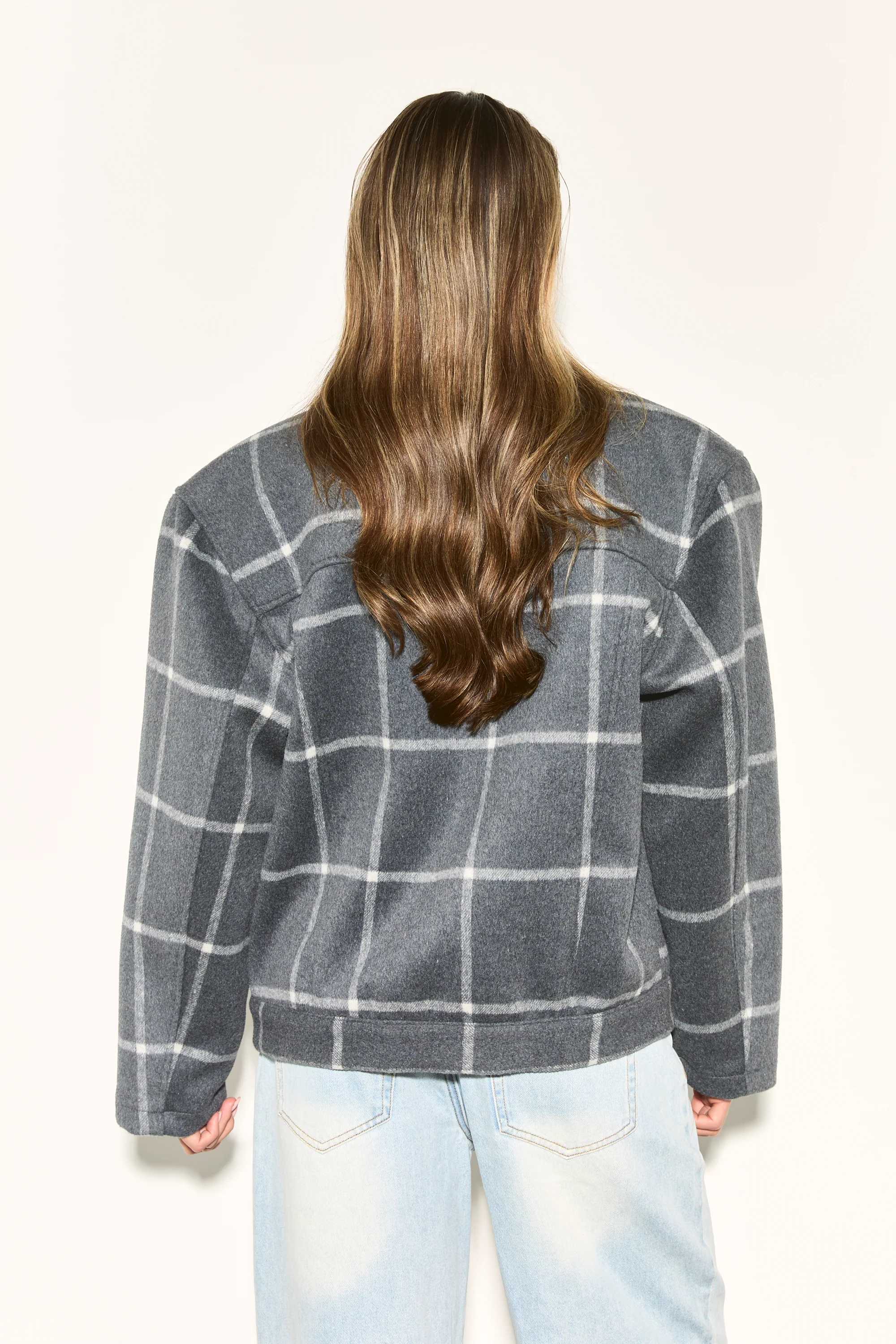 LONIE Grey Check Wool Blend Jacket - Image 8