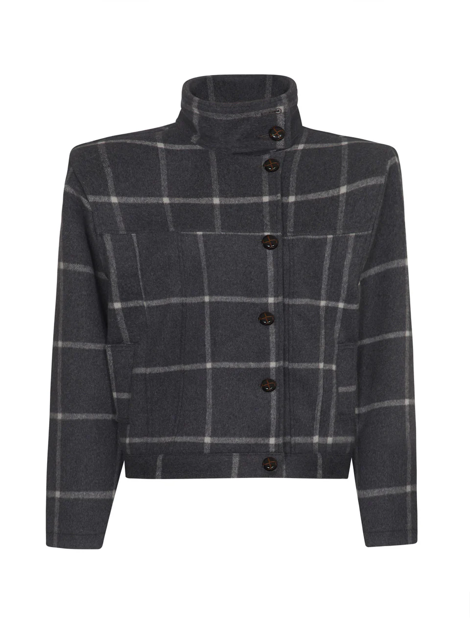 LONIE Grey Check Wool Blend Jacket - Image 9