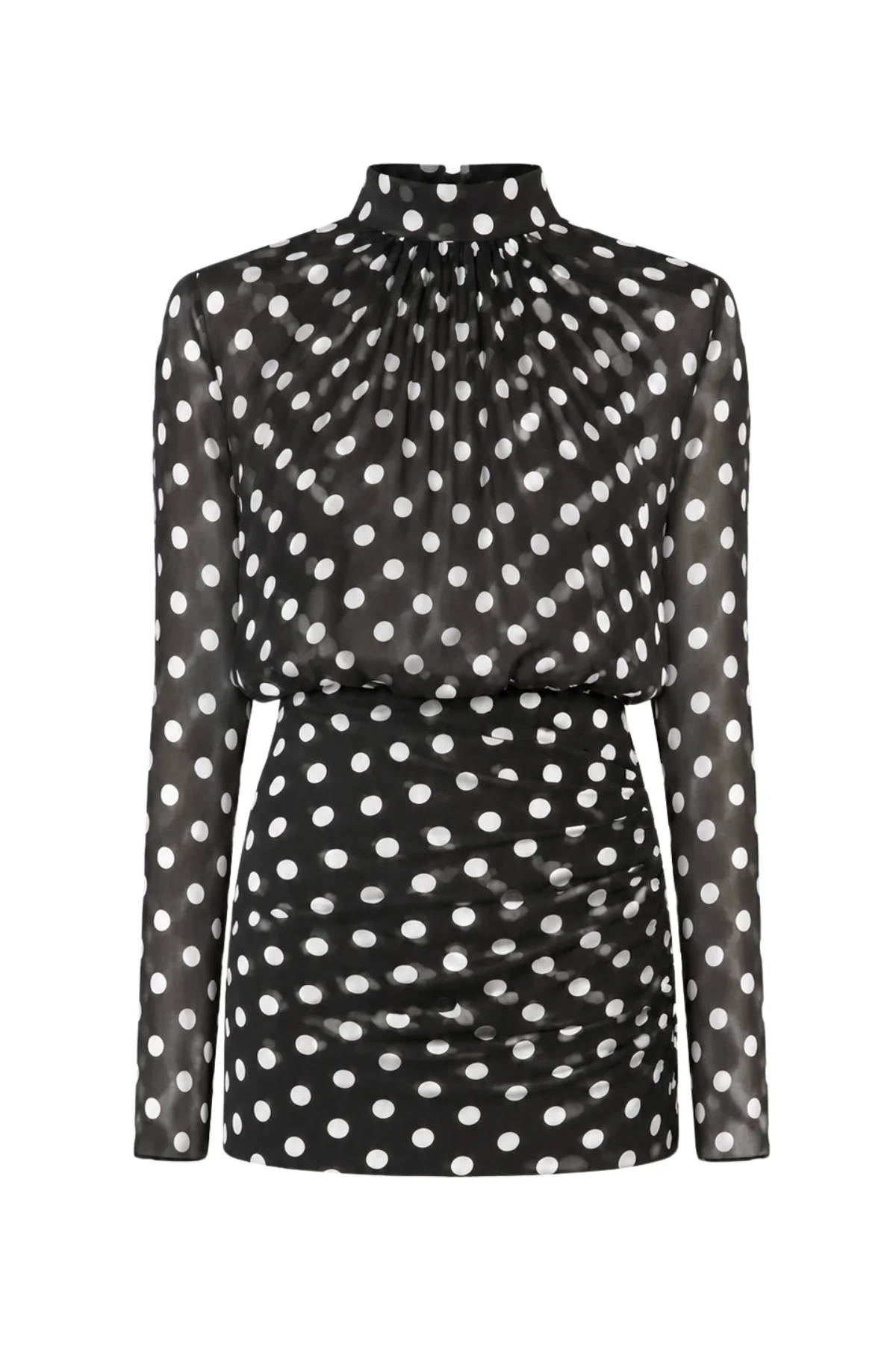 NORI Black Polka Dot Chiffon Mini Dress - Image 8