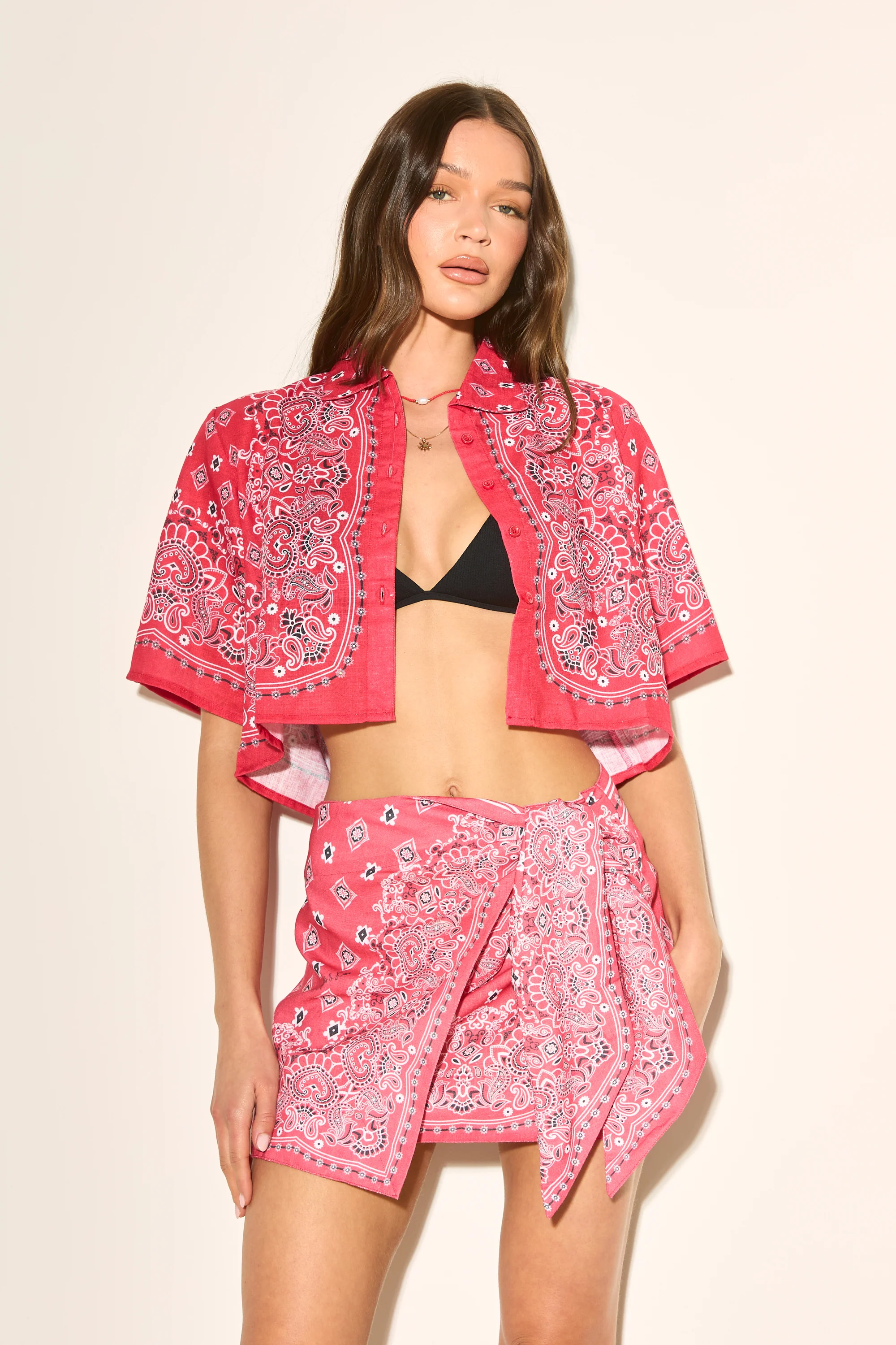 BANDANA PRINT Red Wrap Skirt - Image 3