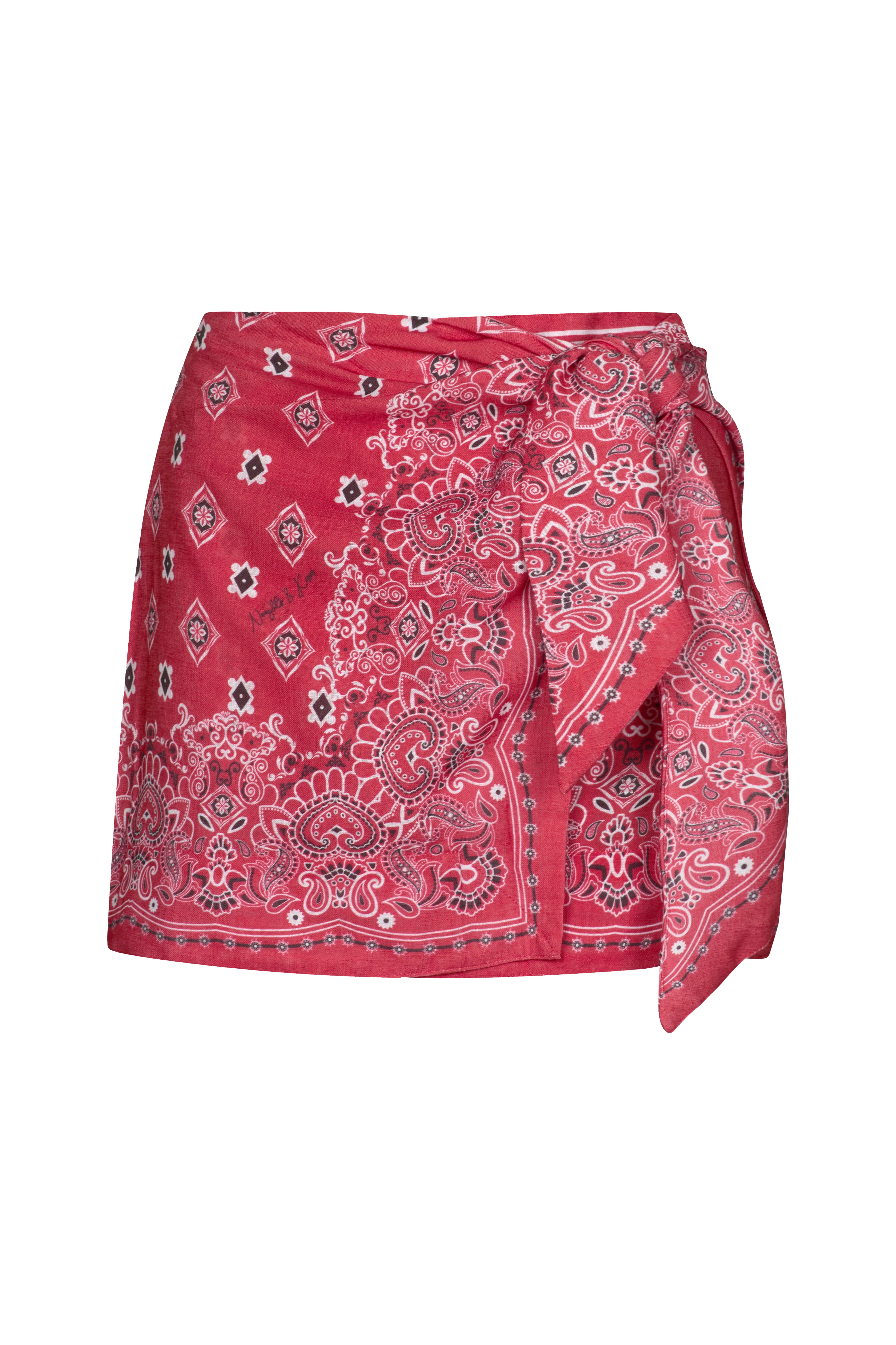BANDANA PRINT Red Wrap Skirt - Image 6