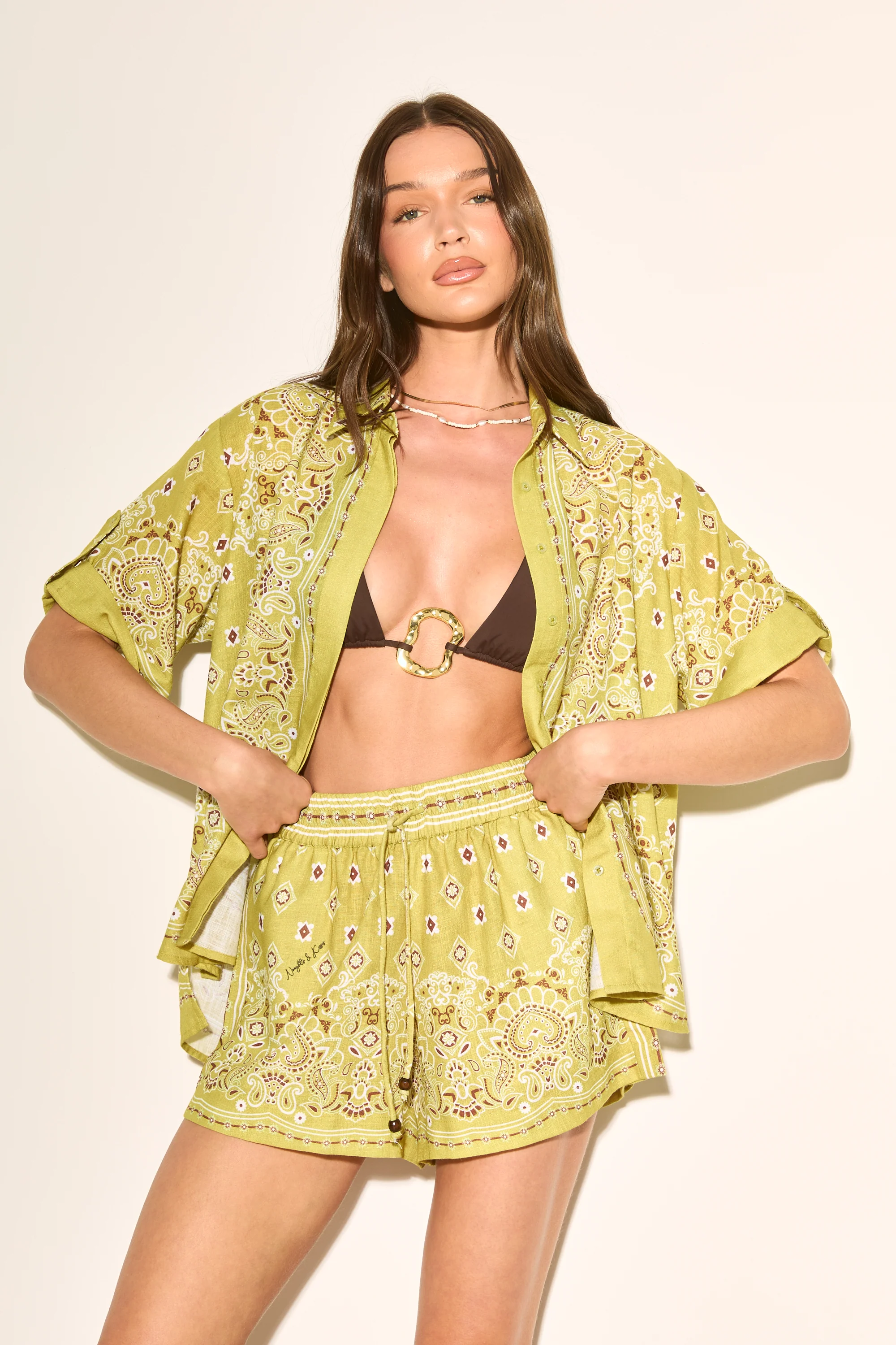 PALM OLIVE Printed Shorts - Image 3