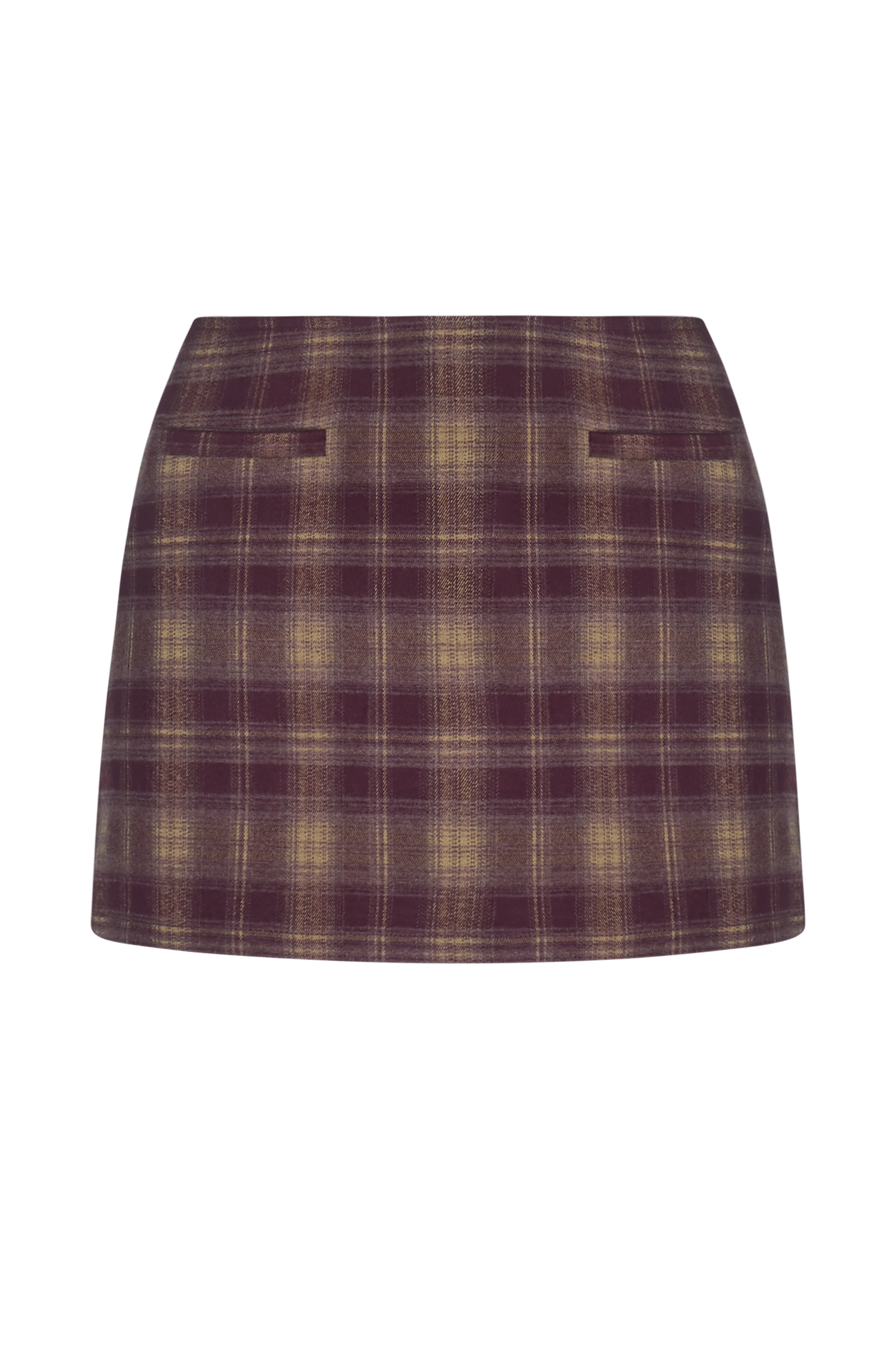 PALMER Burgundy Check Mini Skirt - Image 8