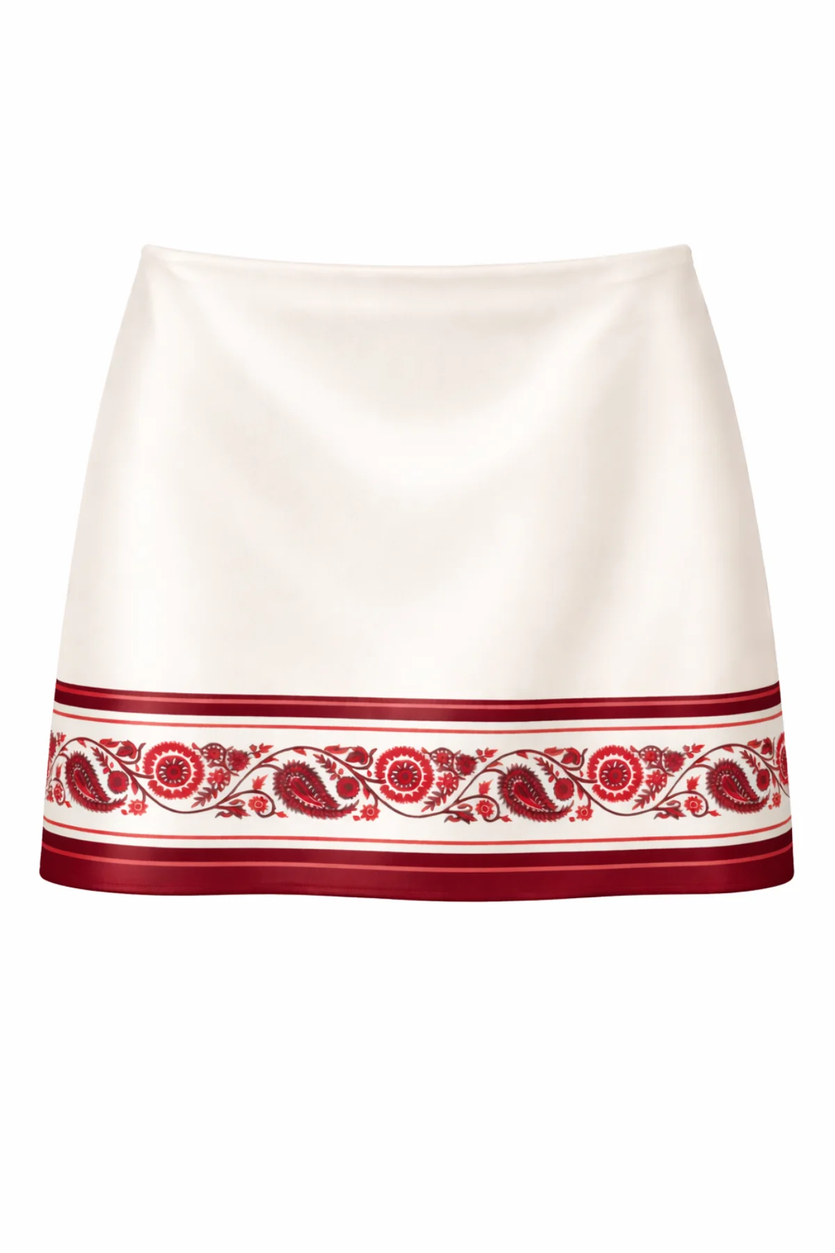 ROSA Cream Printed Satin Skirt - Image 9