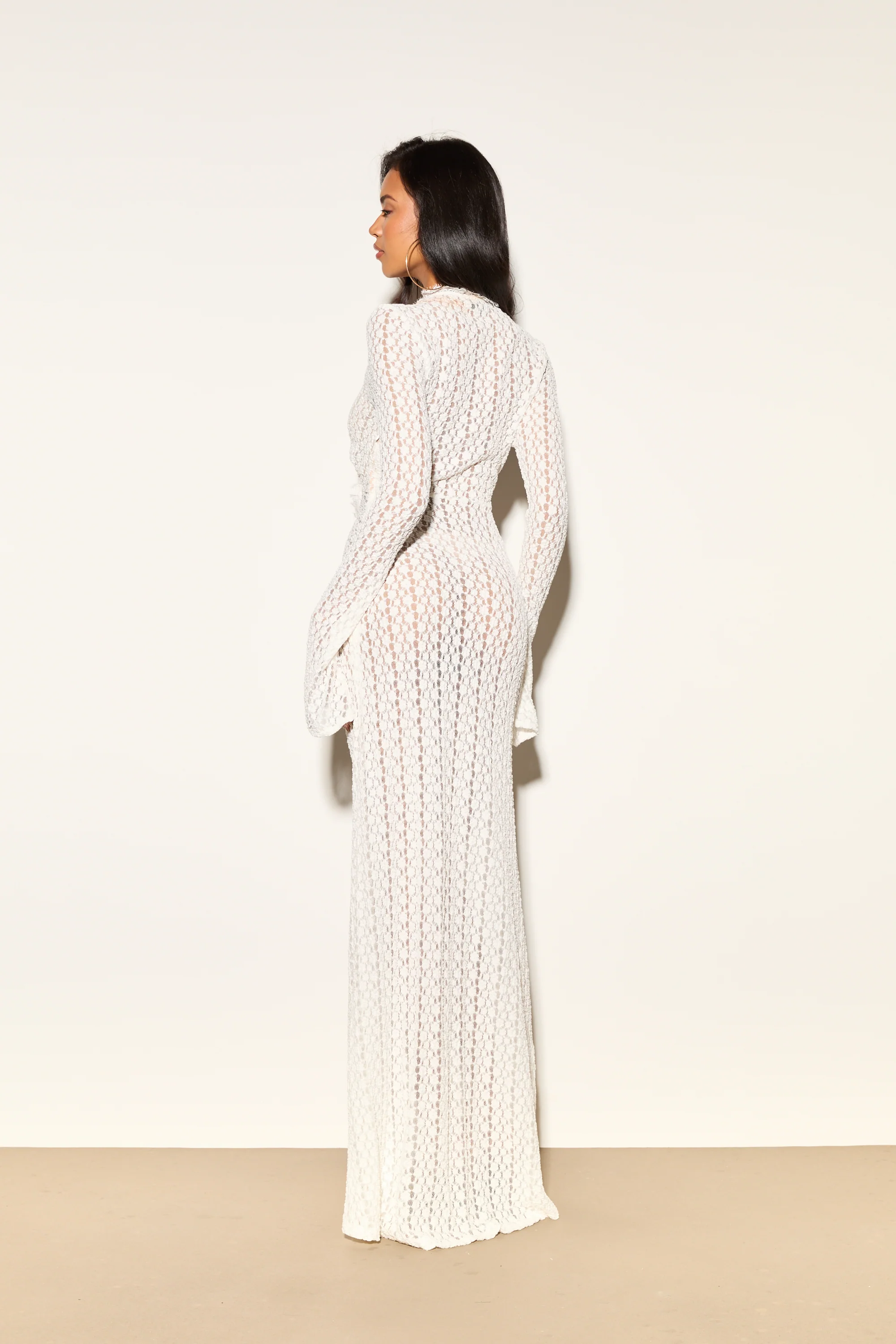 SYLVIE White Cut Out Lace Maxi Dress - Image 8