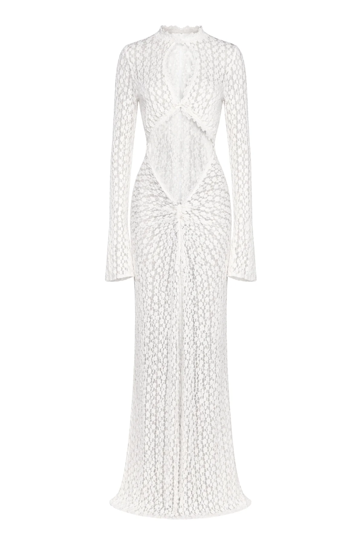 SYLVIE White Cut Out Lace Maxi Dress - Image 9