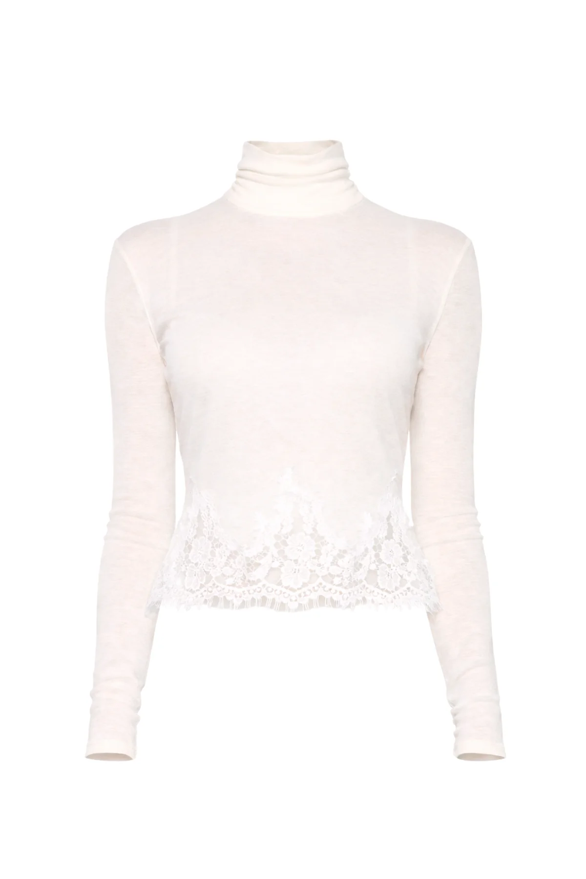 TALA White High Neck Lace Trim Top - Image 6