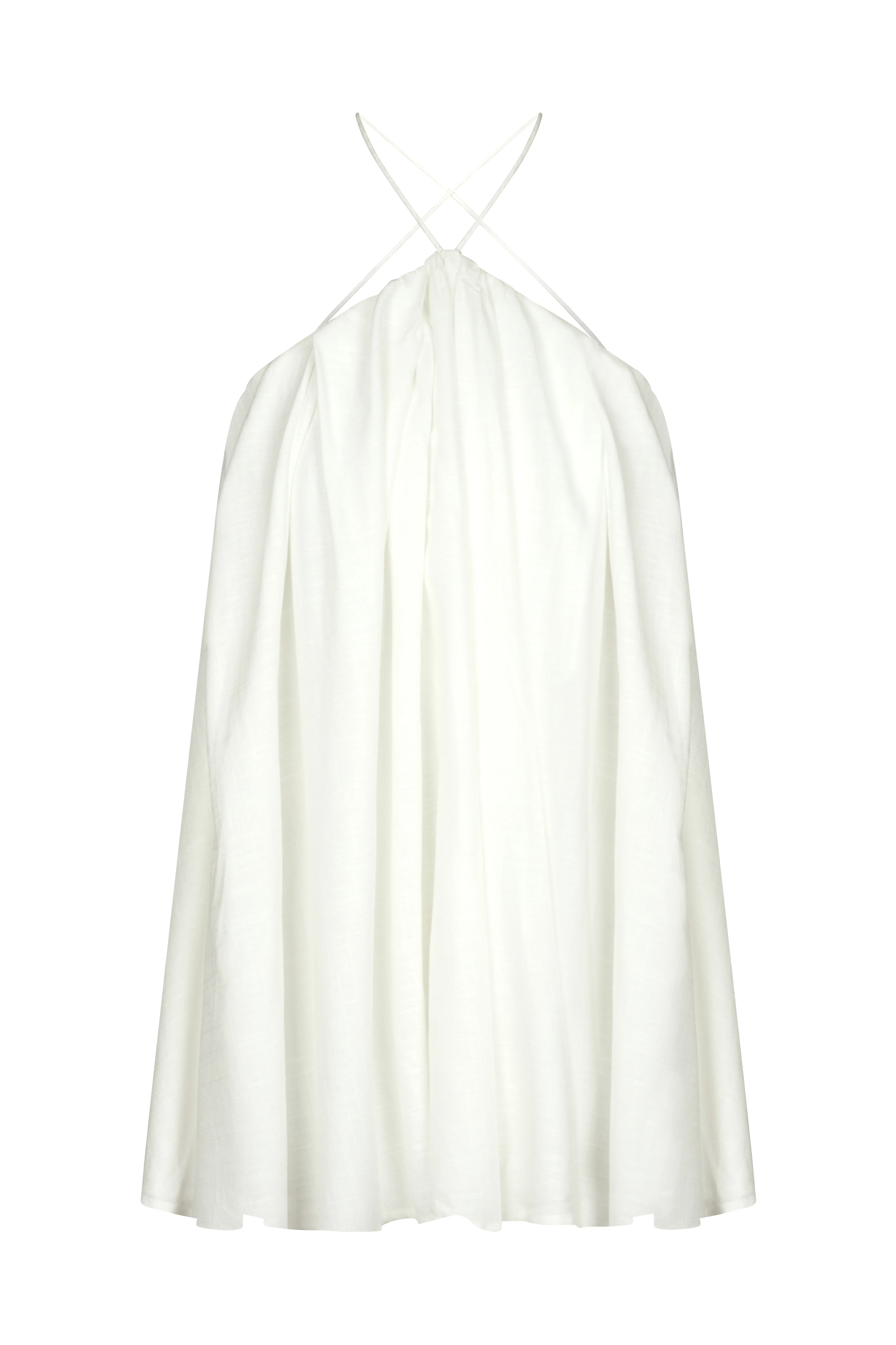 VALENCIA White Linen Halter Dress - Image 8